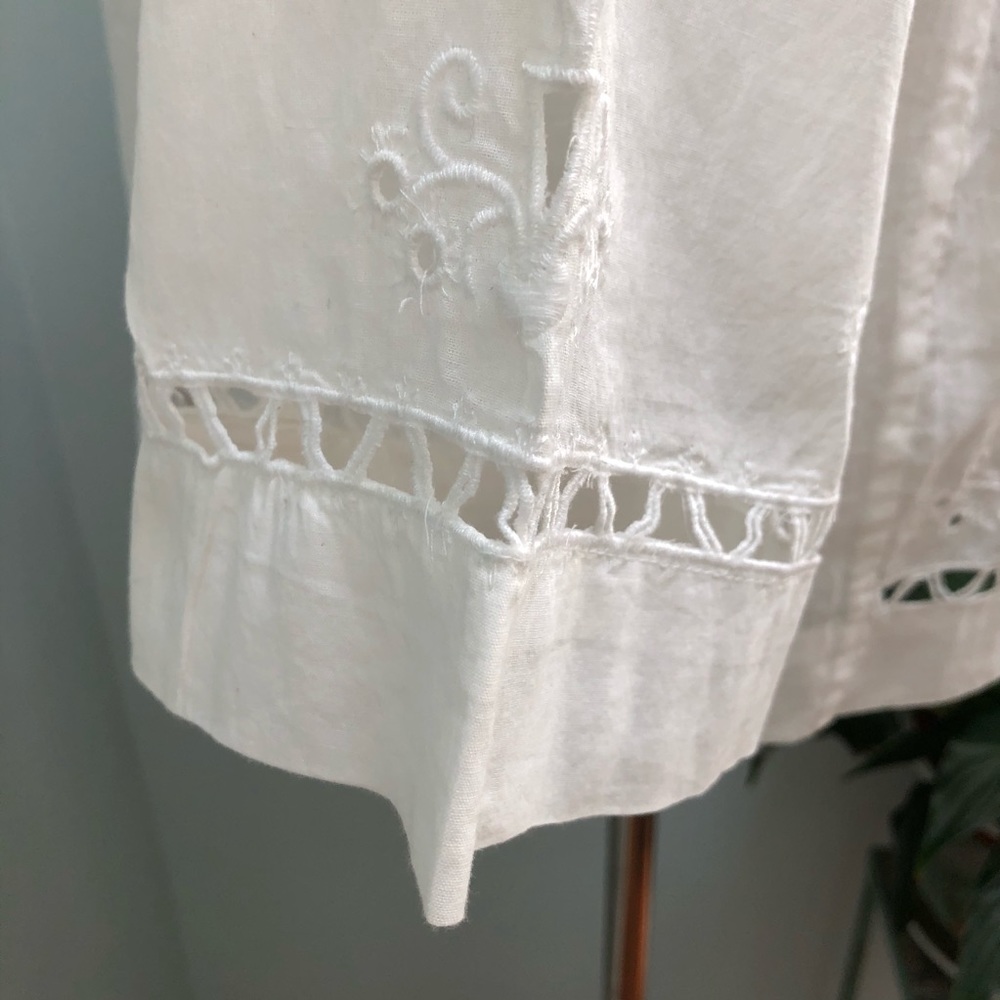 Lucky Brand White Cotton Top w Openwork Embroidery - Picture 8 of 16